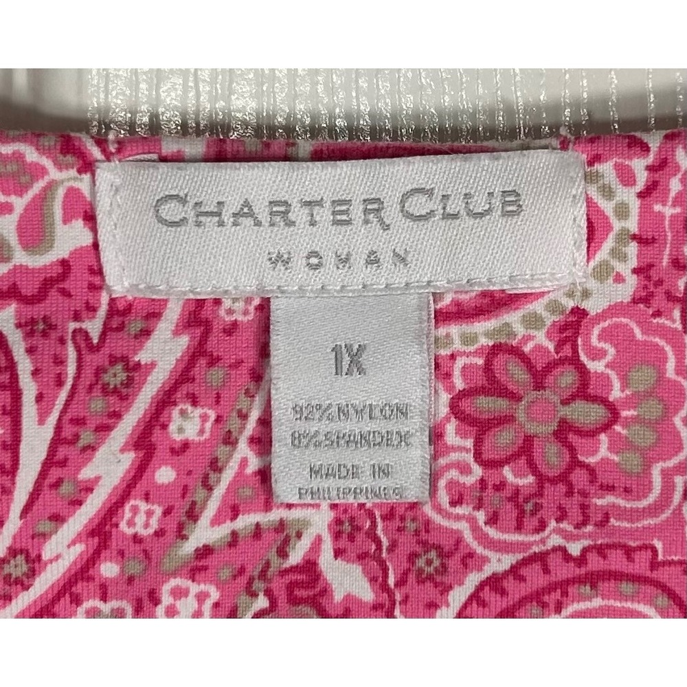 Charter Club Woman Pink Paisley Sleeveless Shift Dress‎ Plus Size 1X Stretch - Picture 5 of 7